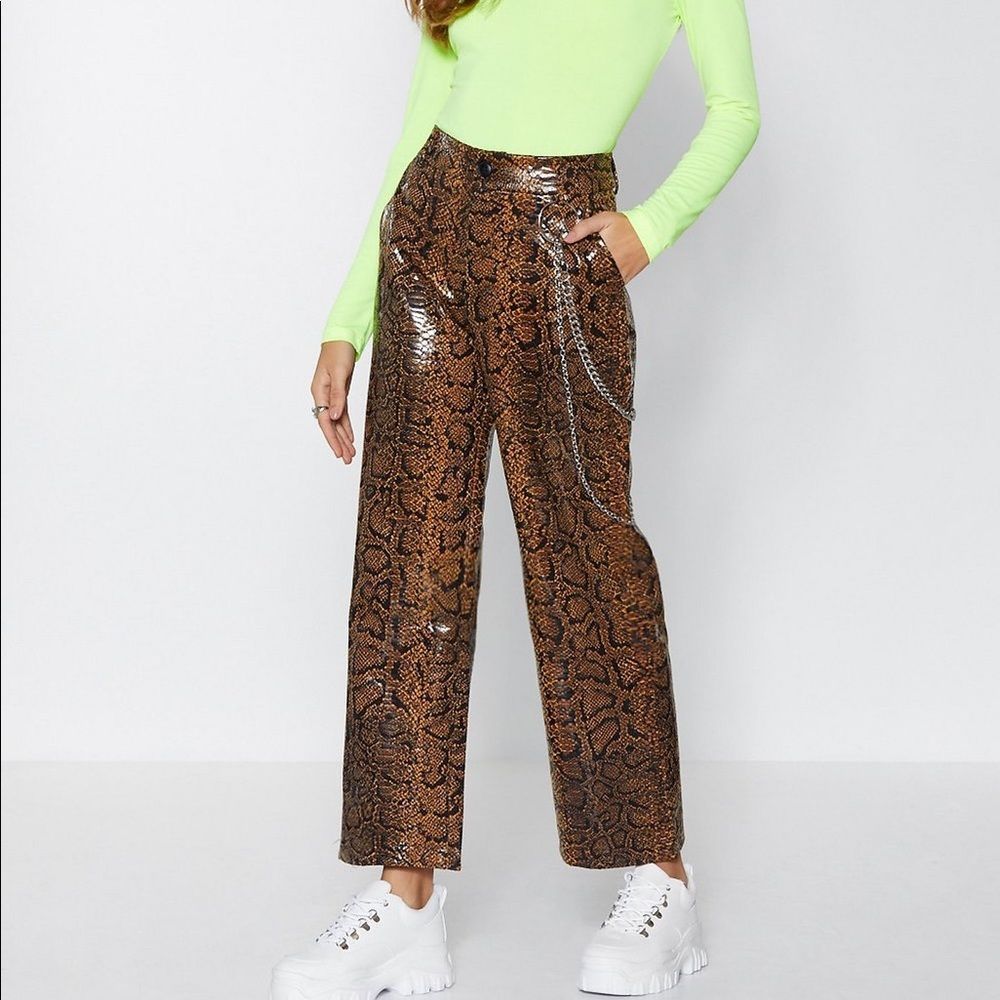 Snake Wide Leg PU Trouser